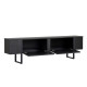 Meuble TV LEVANTO - 180 cm - Chêne cerusé noir & Acier Noir