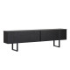 Meuble TV LEVANTO - 180 cm - Chêne cerusé noir & Acier Noir