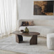 Table basse ovale ROVENA - 100 cm - Façon travertin