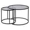 Duo de tables gigognes OCTAVE - Verre fumé & Acier Noir - 60/42 cm