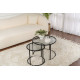Duo de tables gigognes OCTAVE - Verre fumé & Acier Noir - 60/42 cm