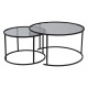 Duo de tables gigognes OCTAVE - Verre fumé & Acier Noir - 80/60 cm