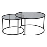 Duo de tables gigognes OCTAVE - Verre fumé & Acier Noir - 80/60 cm