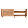 Meuble TV WOODSY - Chêne miel & cannage - 140 cm
