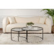 Duo de tables gigognes OCTAVE - Verre fumé & Acier Noir - 80/60 cm