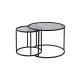 Duo de tables gigognes OCTAVE - Verre fumé & Acier Noir - 60/42 cm
