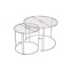 Duo de tables gigognes OCTAVE - Verre fumé & Acier Noir - 60/42 cm