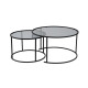 Duo de tables gigognes OCTAVE - Verre fumé & Acier Noir - 80/60 cm