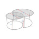 Duo de tables gigognes OCTAVE - Verre fumé & Acier Noir - 80/60 cm
