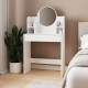 Coiffeuse avec miroir BELLINA - Blanc mat - 75 cm