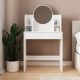 Coiffeuse avec miroir BELLINA - Blanc mat - 75 cm