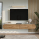 Meuble TV suspendu CURVIA - 200 cm - Chêne miel
