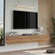 Meuble TV suspendu CURVIA - 200 cm - Chêne miel