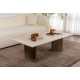Table basse VALDA - Travertin & Noyer - 120 cm