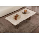 Table basse VALDA - Travertin & Noyer - 120 cm