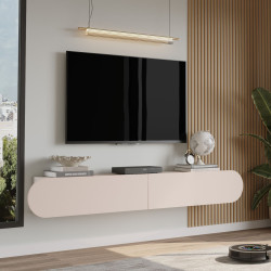Meuble TV suspendu CURVIA - 200 cm - Chêne miel