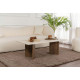 Table basse VALDA - Travertin & Noyer - 120 cm