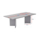 Table basse VALDA - Travertin & Noyer - 120 cm