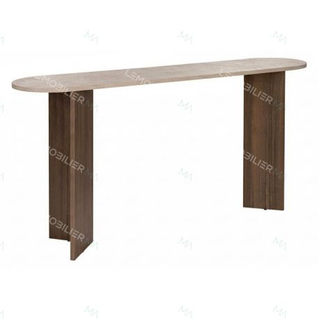 Console NYRO - 150 cm - Façon travertin & Noyer