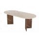 Table à manger NYRO - 200 cm - Façon travertin & Noyer