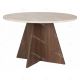 Table à manger LYKO - 120 cm - Façon travertin & Noyer