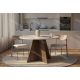 Table à manger LYKO - 120 cm - Façon travertin & Noyer