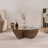 Table basse ASWAN - Plateau verre - 90 cm - 3 finitions au choix