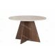 Table à manger LYKO - 120 cm - Façon travertin & Noyer