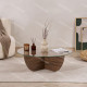 Table basse ASWAN - Plateau verre - 90 cm - Noyer
