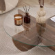 Table basse ASWAN - Plateau verre - 90 cm - Noyer