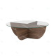 Table basse ASWAN - Plateau verre - 90 cm - Noyer