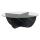 Table basse ASWAN - Plateau verre - 90 cm - Chêne cérusé noir