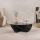 Table basse ASWAN - Plateau verre - 90 cm - Chêne cérusé noir