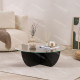 Table basse ASWAN - Plateau verre - 90 cm - Chêne cérusé noir