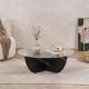 Table basse ASWAN - Plateau verre - 90 cm - Chêne cérusé noir