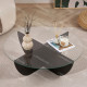 Table basse ASWAN - Plateau verre - 90 cm - Chêne cérusé noir