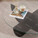 Table basse ASWAN - Plateau verre - 90 cm - Chêne cérusé noir