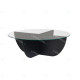 Table basse ASWAN - Plateau verre - 90 cm - Chêne cérusé noir