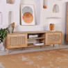 Meuble TV WOODSY - Chêne miel & cannage - 180 cm