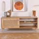 Meuble TV WOODSY - Chêne miel & cannage - 140 cm