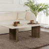 Table basse VALDA - Travertin & Noyer - 120 cm