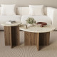 Duo de tables basses GEMELLA - 70 & 40 cm - Noyer & Travertin