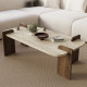Table basse LINARIA - 120 cm - Travertin & Noyer