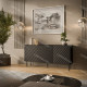 Buffet ORBEA - Noir à façade chevrons - 165 cm