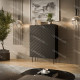 Buffet haut ORBEA - Noir à façade chevrons - 100 cm