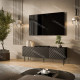 Meuble TV ORBEA - Noir à façade chevrons - 165 cm