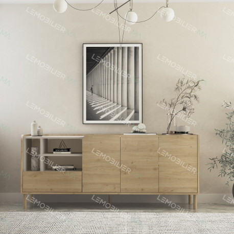 Buffet LUMIO - Chêne & Crème - 180 cm