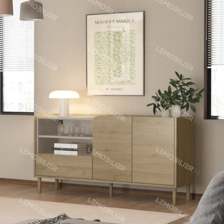 Buffet LUMIO - Chêne & Crème - 141 cm