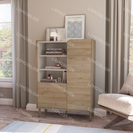 Étagère LUMIO - Chêne & Crème - 90 cm