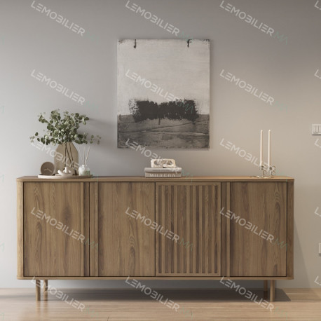 Buffet RIVELLA - Noyer cannelé - 180 cm